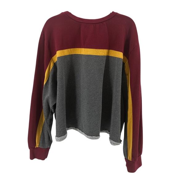 Harry Potter Sweatshirt WMNS Size 3 Grey Maroon Colorblock Crew Neck Soft Wizard - Picture 3 of 7